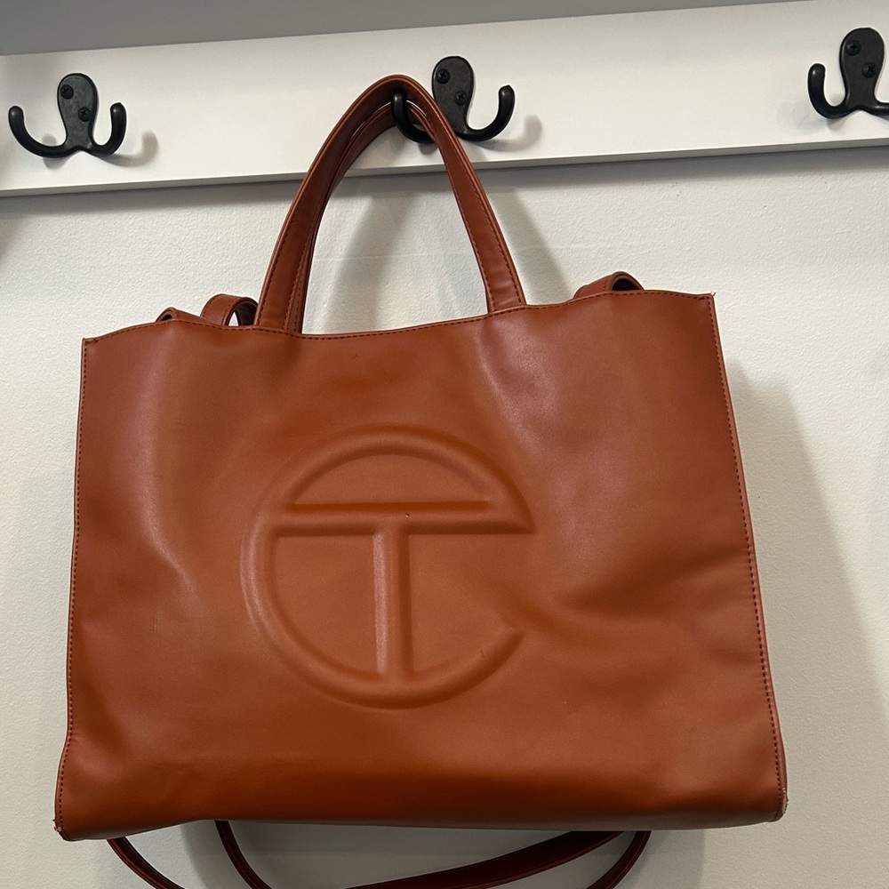 Telfar Medium Shopping Bag, Women’s Tote Purse, Vegan leather, Brown Bag, Luxury